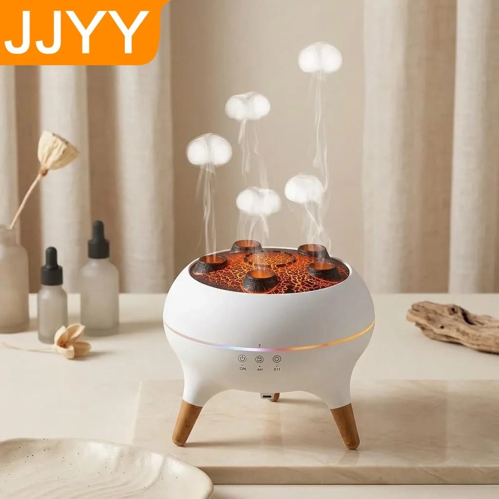 Umidificatore Silenzioso a Forma di Medusa per Camera da Letto, Diffusore di Aromi con 7 Luci Cangianti e Funzione di Spegnimento Automatico