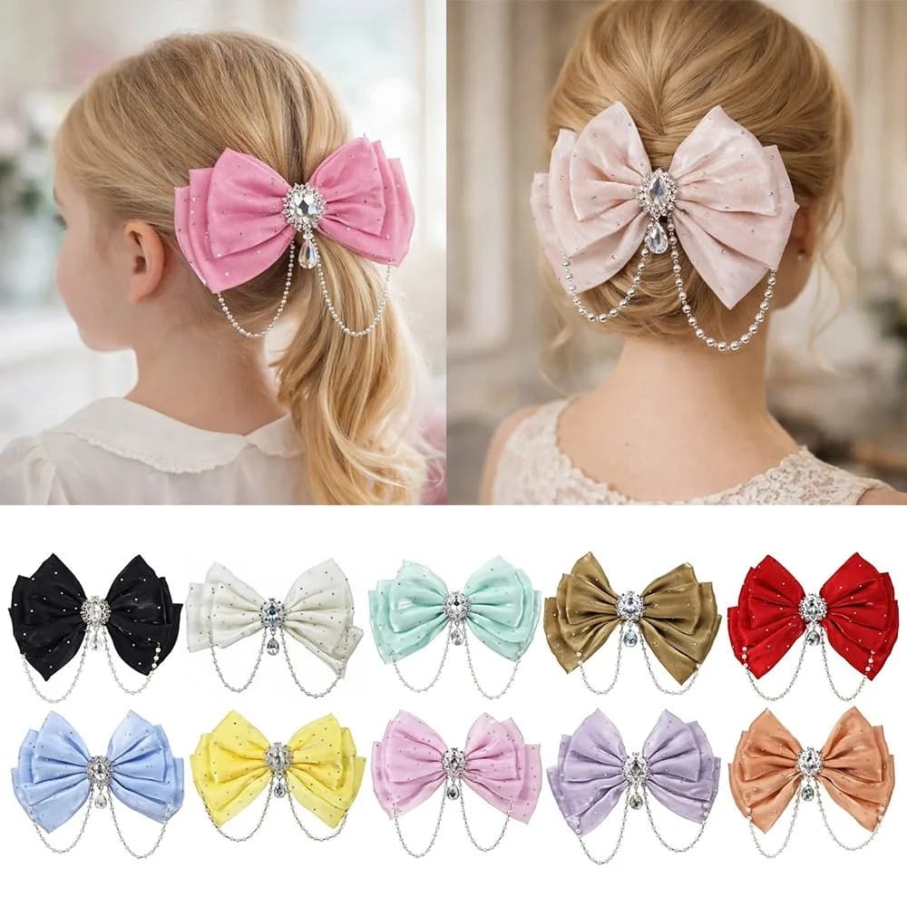 New Pearl Hair Clips Big Bows Half-Up Hairstyles Hair Ribbon Princess Hairpins Fairy Tale Hair Accessories