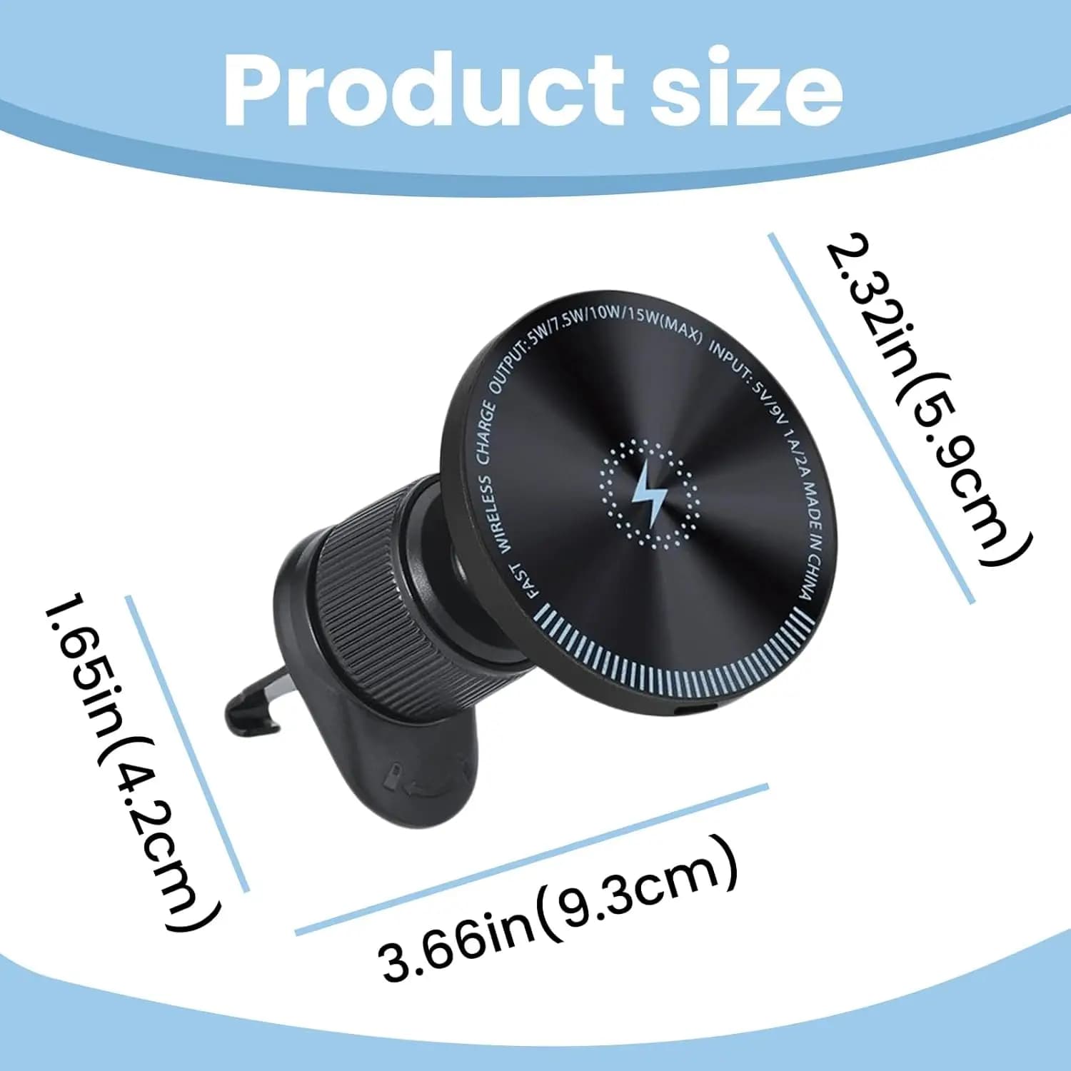 UYUXIO Magnetic Wireless Car Charger Adapter for Air Intake Phone Support from 15 W Quick Recharged Car with Magnet for iPhone 17 16 15