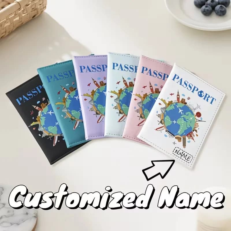 Custom Passport Holder, Premium Synthetic Passport Wallet - Compact And Foldable, Travel Wallet Featuring a World Map Design