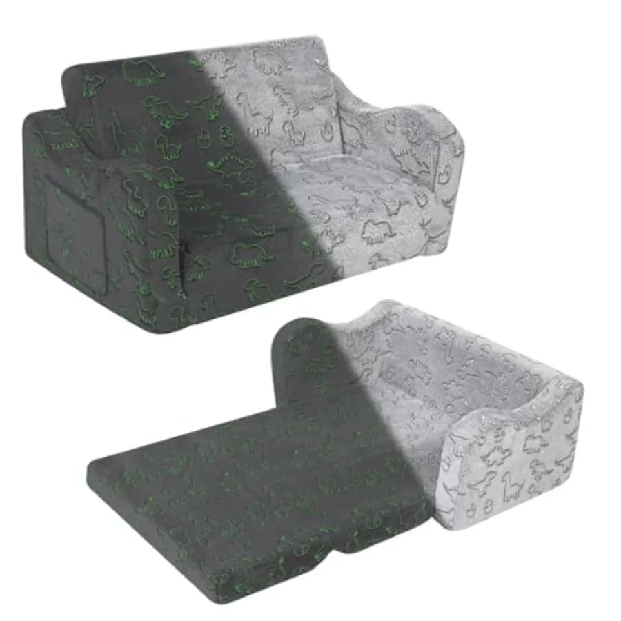 Divano 2-in-1 trasformabile in poltrona letto con morbida fodera in sherpa, comoda poltrona lounge extra larga che si illumina al buio