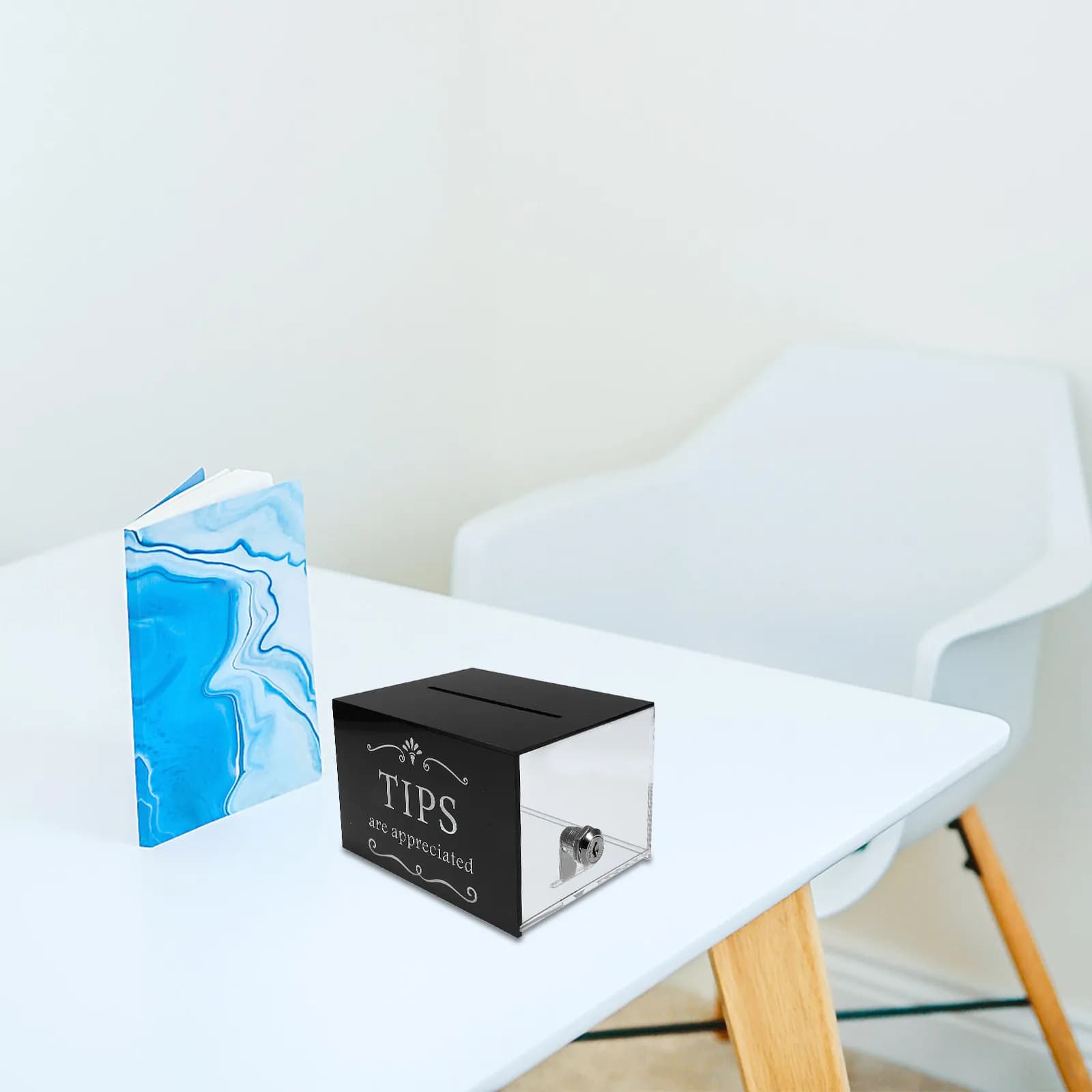 Acrylic Tip Collection Box Lock Large Capacity Transparent Money Storage Container Suggestion Donation Box for Bars