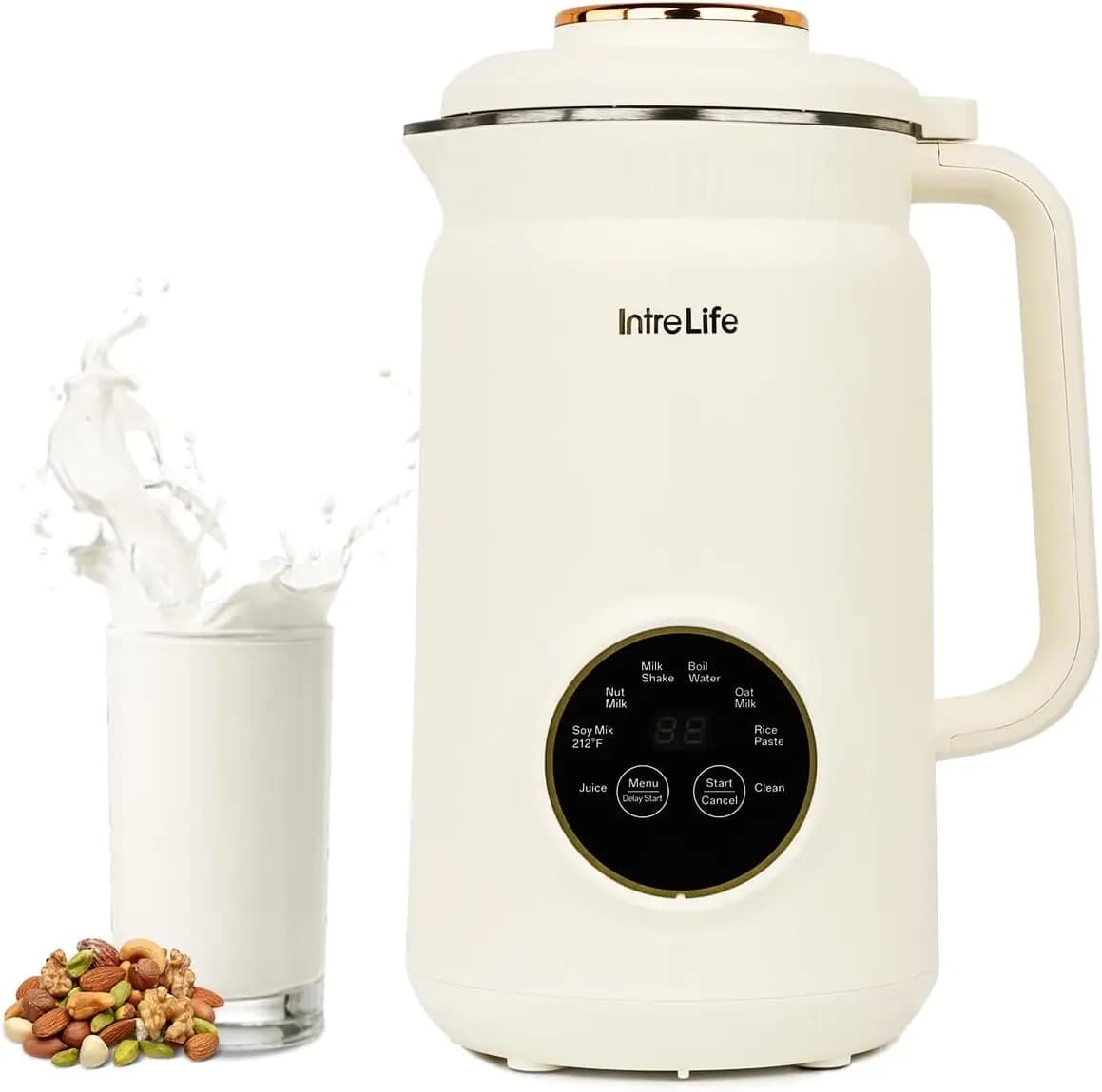 Macchina per Latte Vegetale 8-in-1 da 34oz con Avvio Ritardato e Mantenimento Caldo, Produce Latte di Mandorla, Soia, Avena, Autopulente