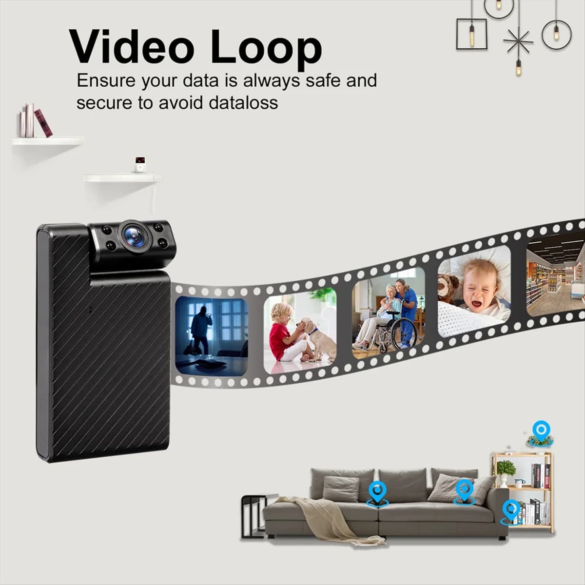 【Consegna al prezzo】 {Nuova videocamera Wi-Fi con obiettivo ruotabile, videocamera Wi-Fi, video HD wireless, visione notturna IR, telecamera di sorveglianza di sicurezza domestica