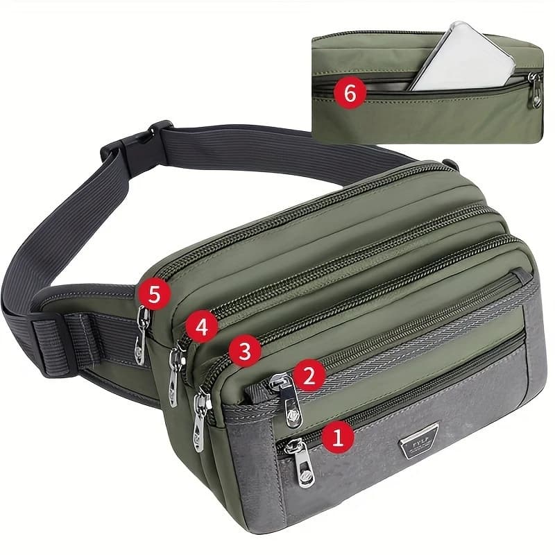 Multi-layer Trendy Belt Bag for Men, Business Cash Waist Bag, Portable Outdoor Sport Sling Bag, Multi-functional Bag for Going