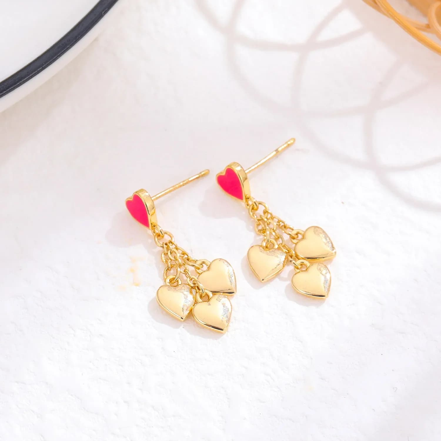 1 pair Heart Stud Earrings for Kids Small Girls Toddler Hanging Glossy Earring Child Classic Style Gift