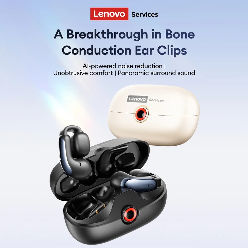 Lenovo LES-108 Bone Conduction TWS Clip for Ear Wireless Bluetooth V6.0 Hearing Aid Sports Headphones Al Call Noise Reduction