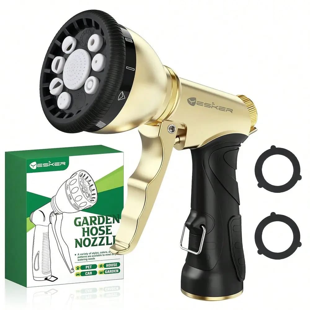 Nilight Heavy Duty Metal Garden Hose Nozzle, 9 Spray Patterns Adjustable Water Sprayer With Non-Slip Rubber Handle, Ideal For P