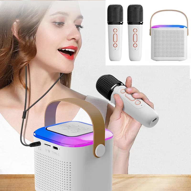 Nuovo Microfono Senza Fili Macchina Karaoke Portatile Bluetooth 5.3 Sistema di Altoparlanti PA Lettore MP3 Macchina Karaoke Per Bambini Adulti Casa