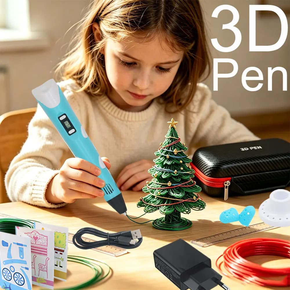 3D Printing Pen Set for Kids,New 2026 Children's 3D Pen with Power Adapter Storage Box And PLA Filament,Birthday,Christmas Gift