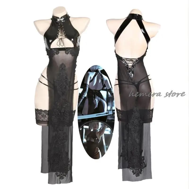 Gioco NieR Automata 2B Costume da bagno Costume da donna Sexy Sukumizu Dolcevita Cheongsam Costumi da bagno Set Stcokings Cosplay