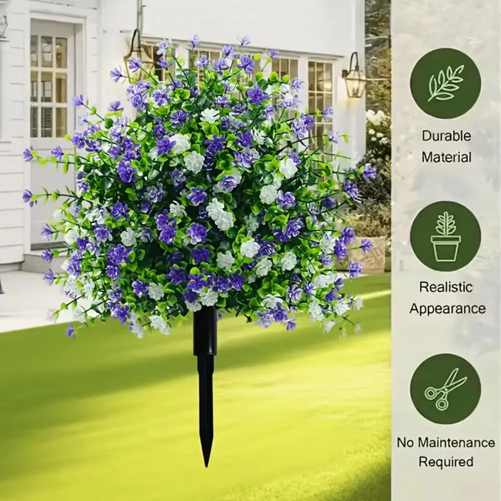 Artificial Potted Tree With Ground Stakes, UV Resistant Outdoor Camellia Topiary Plants, Lifelike Fake Camellia Shrubs Bushes