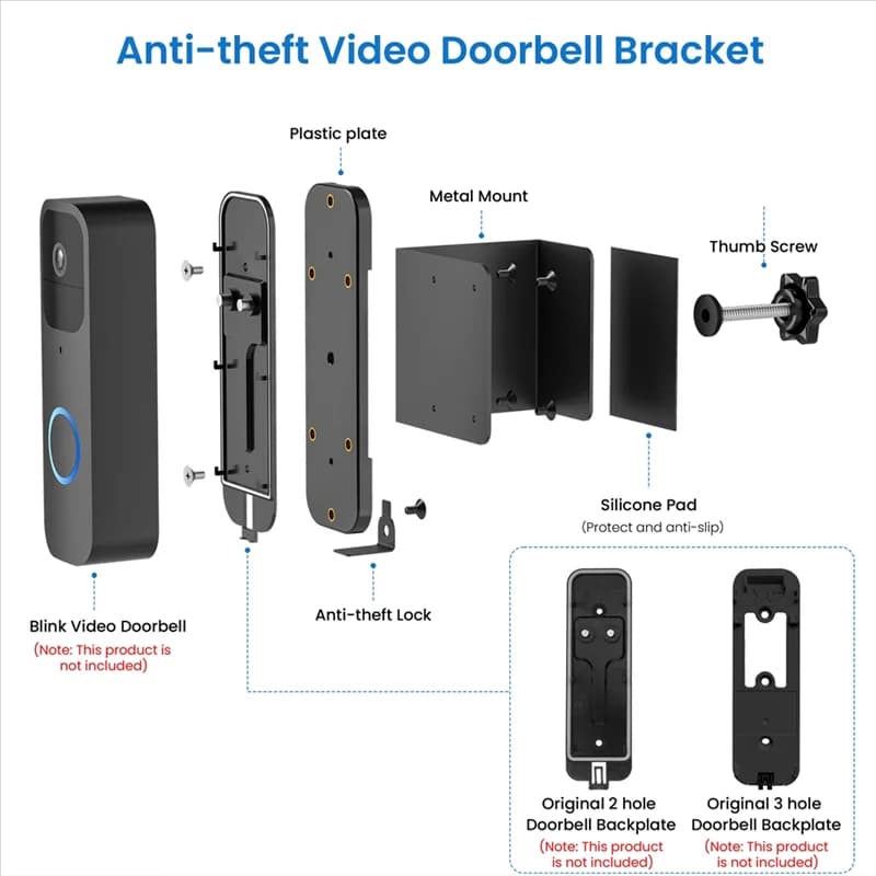 Anti-Theft Video Doorbell Mount No Drill,For Blink Video Doorbell Camera Mount Holder,Doorbell Motion Sensor Bracket