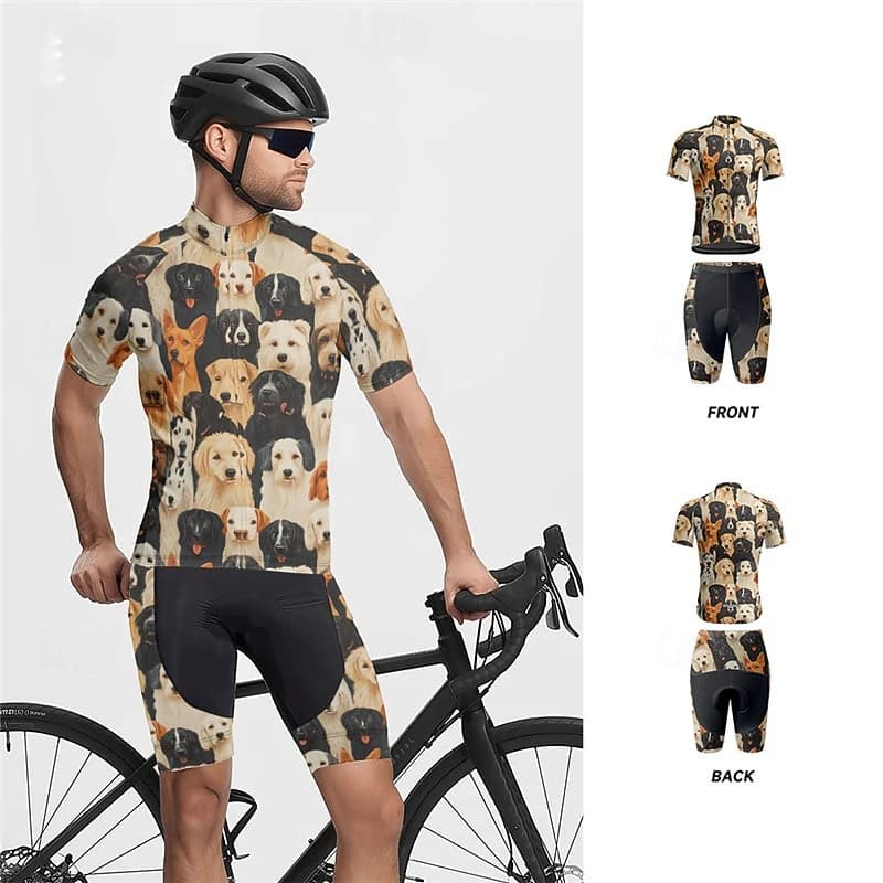 Nuovo Set Maglia Ciclismo Uomo Manica Corta Abbigliamento Ciclismo Triathlon Kit Maglia Bici con Salopette e Imbottitura Gel MTB