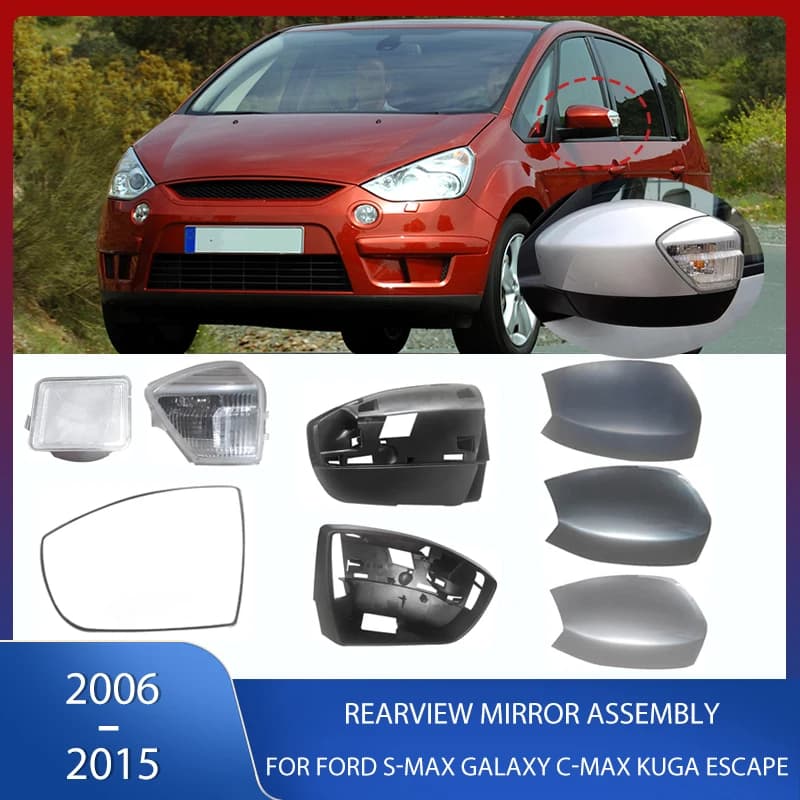 Copertura specchietto retrovisore Lente Indicatore di direzione in vetro Telaio della lampada Copertura inferiore per Ford S-MAX 2006-2015 C-MAX 2011-2015 KUGA ESCAPE 2008