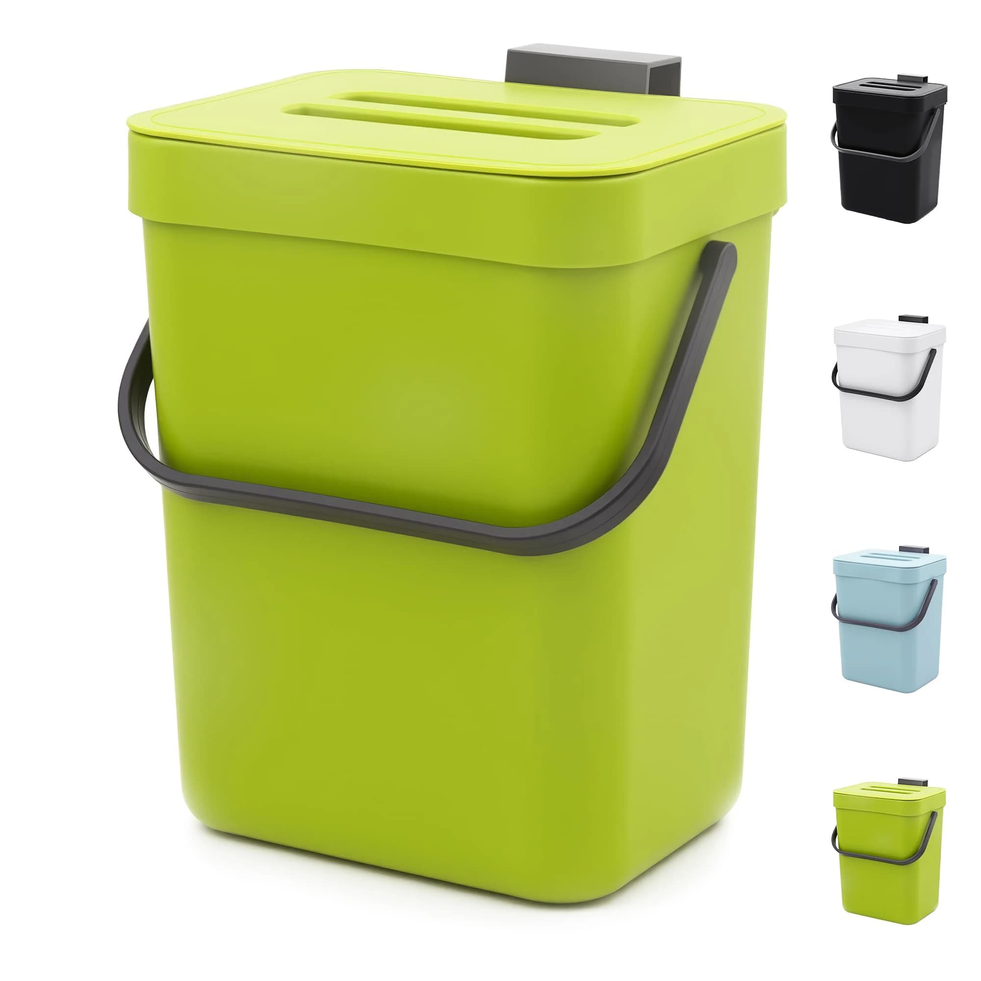 Cestino per rifiuti in plastica da appendere, contenitore per compost da cucina per interni, contenitore sigillato per scarti alimentari inodore, piccolo cestino con coperchio.