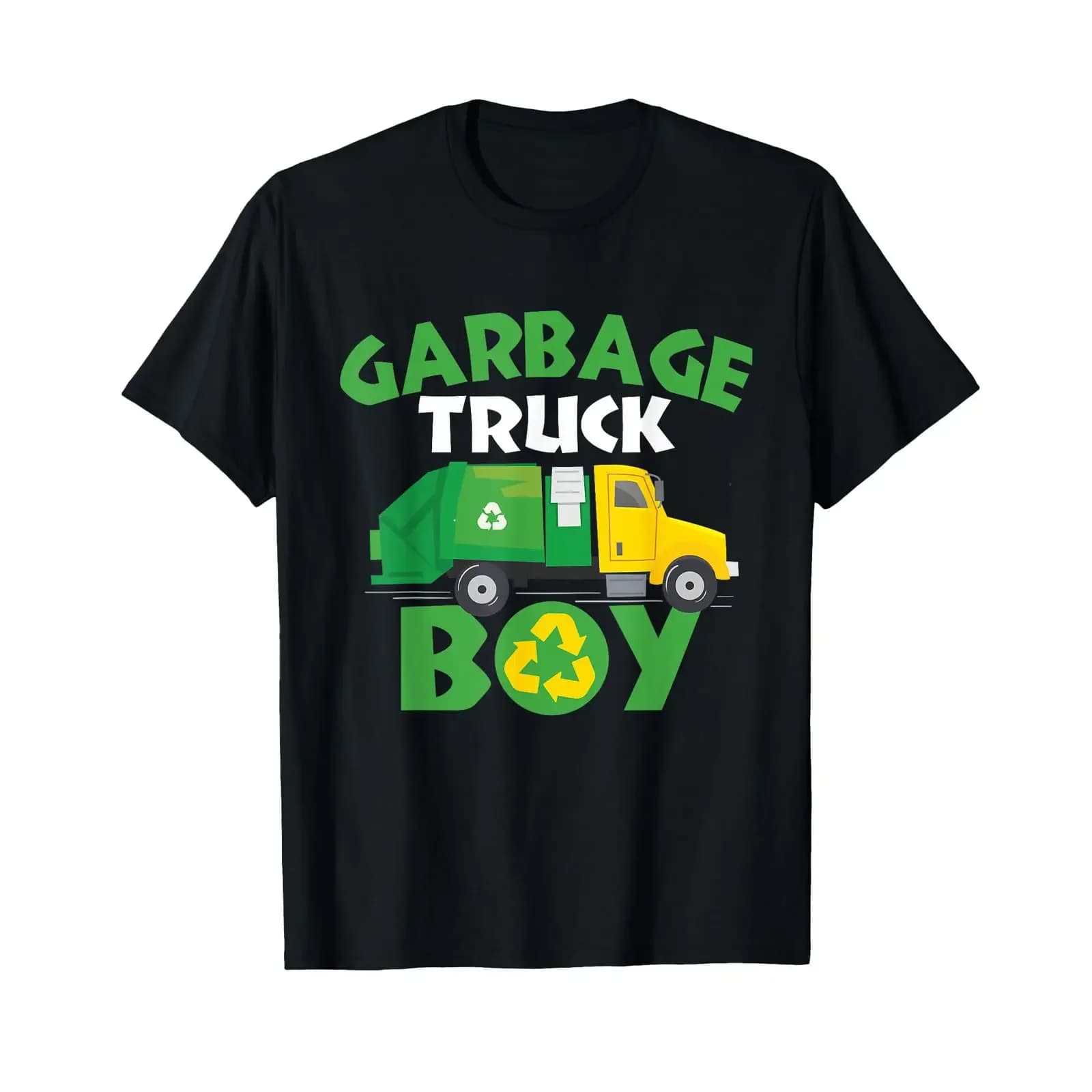 Garbage Truck Boy Trash Bin Waste Management Recycling T Shirt vintage Washed Unisex designer clothes Breathable streetwear