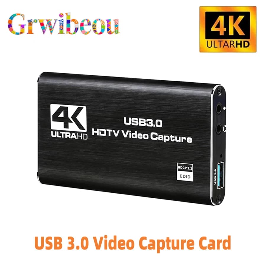 Scatola della scheda di acquisizione video USB 3.0 4K Videoregistratore HD 1080P compatibile HDMI Grabber per PC PS4 OBS Registrazione di giochi Gioco Audio Mic