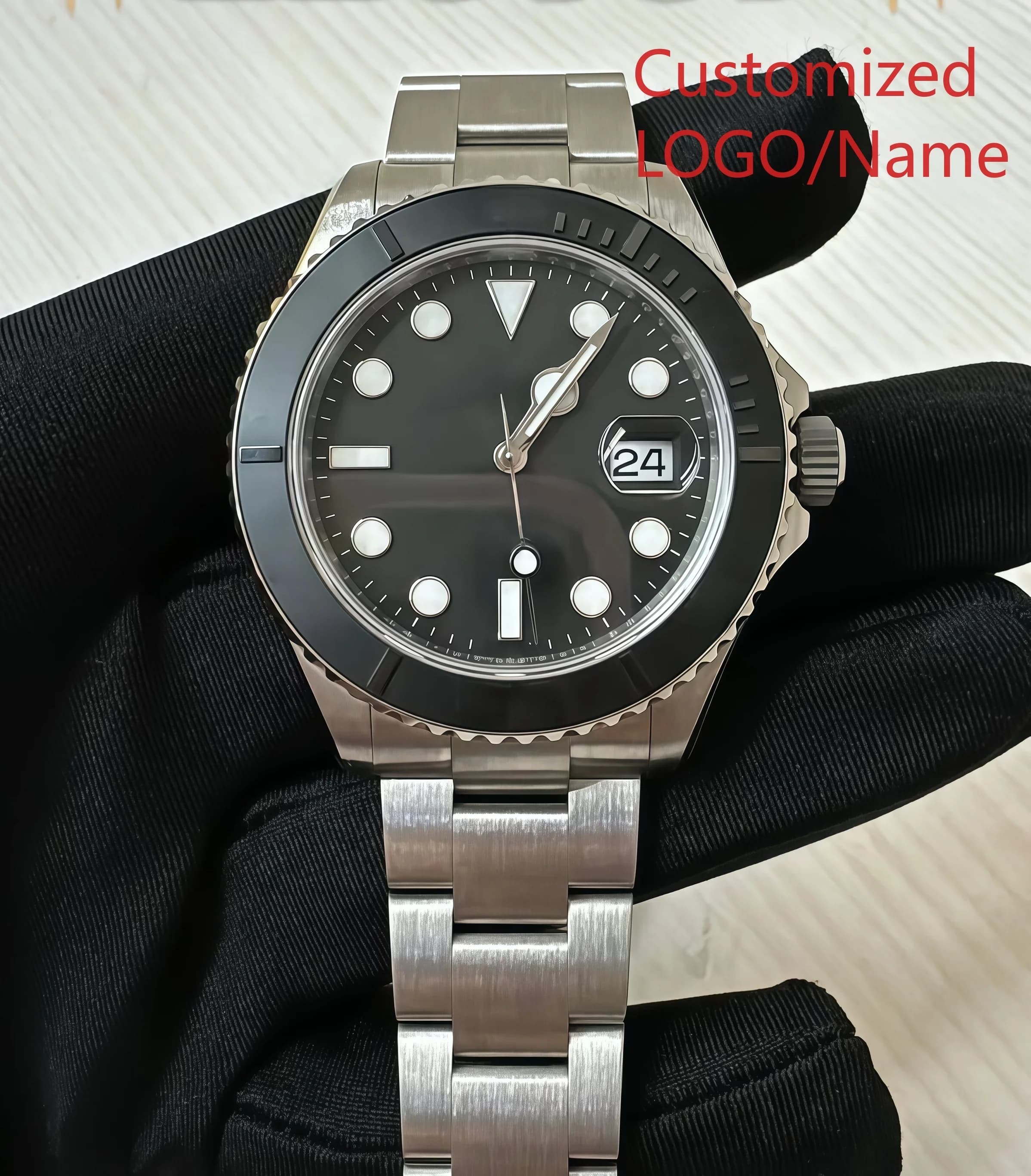 A186. Store 40 mm Men's Watch with Automatic Mechanical Movement, Stainless Steel, Full-Featured Customized Watches