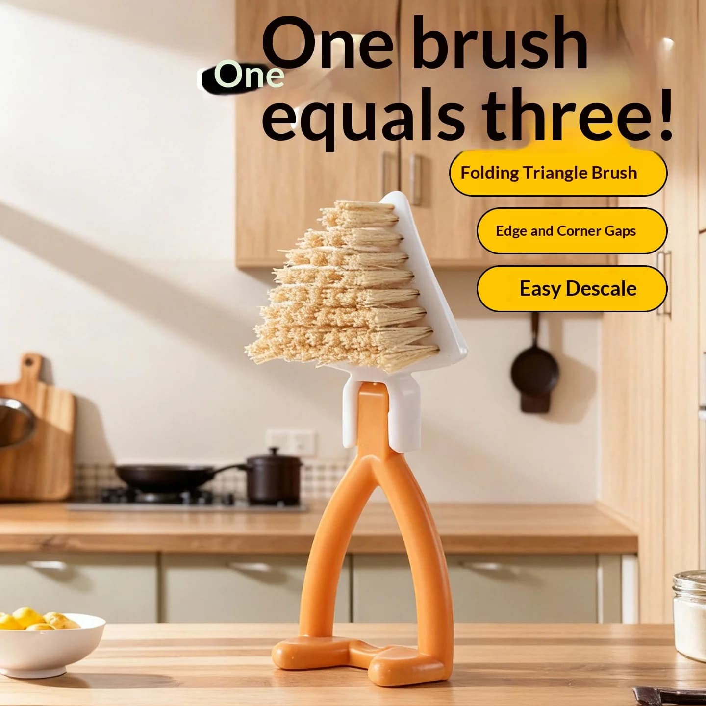 Triangular Crevice Cleaning Brush Foldable Corner Brush for Kitchen Sink Stove Bathroom Drain Cleaning