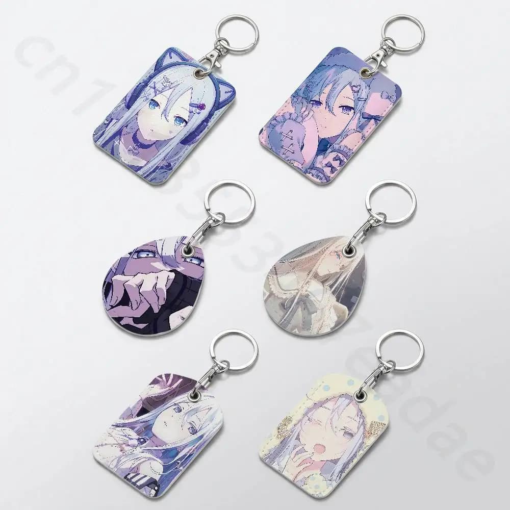 Project Sekai Y-Yoisaki Kanade Rectangle Card Case Keychain Access Card Bag Key Tag Ring Leather Card Holder Key Ring Access