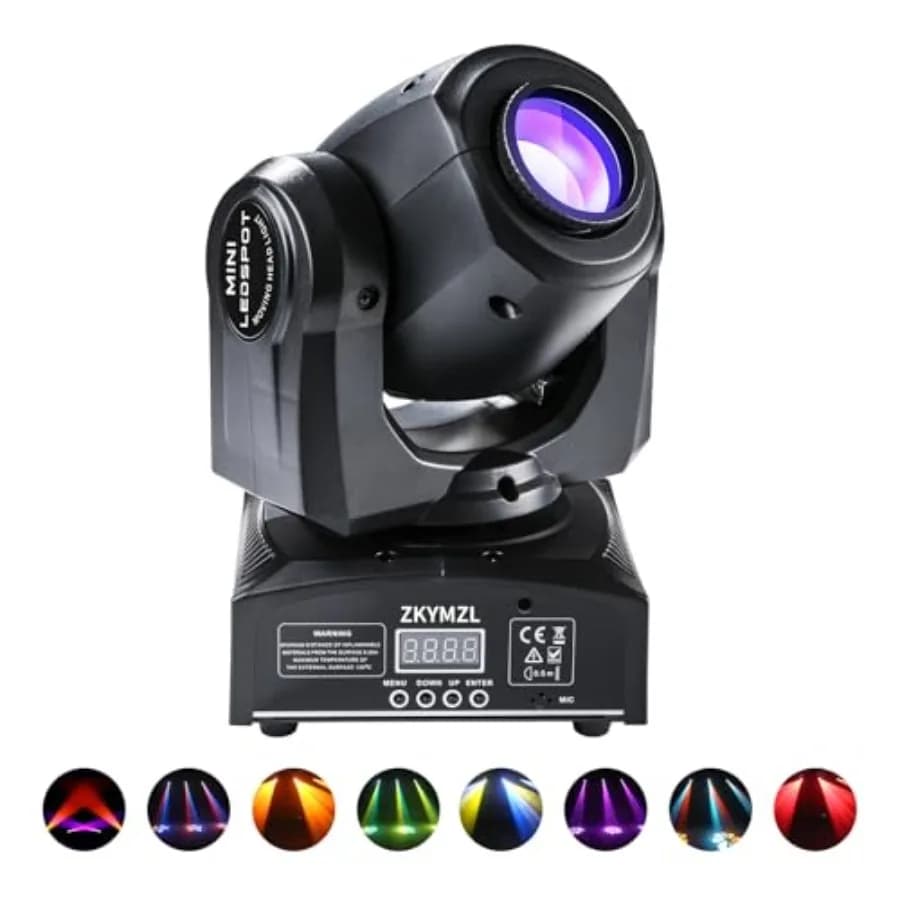 Illuminazione da Palco LED 30W con Controllo DMX5 e Sonoro - Luci DJ a Testa Mobile con 5 Colori e 8 Gobo per Feste, Discoteche, Matrimoni, Chiese