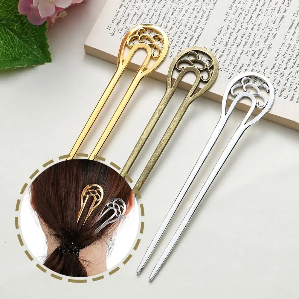 Strumenti per lo Styling della cura dei capelli in lega di moda forcina per capelli in metallo con doppio fiore ondulato a forma di U
