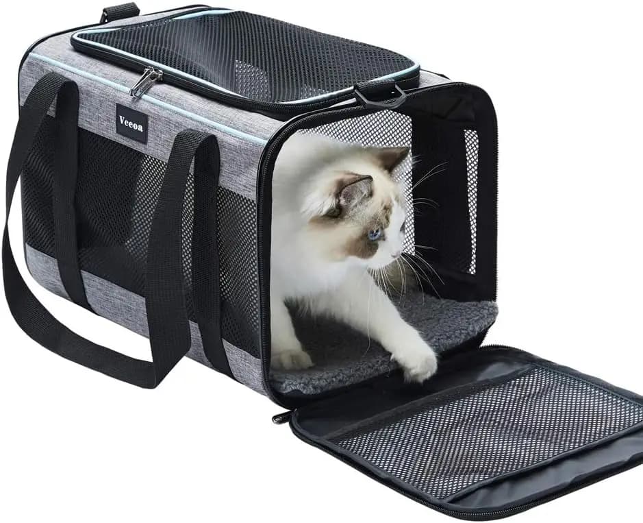 Trasportino Morbido per Gatti e Cani di Piccola Taglia Fino a 7 kg, Borsa da Viaggio Approvata dalle Compagnie Aeree con Ventilazione