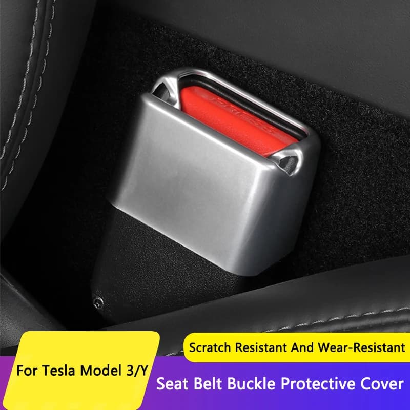 QHCP Protezione per presa per cintura di sicurezza per auto ABS Copertura protettiva di sicurezza per cintura di sicurezza Trim adatta per Tesla Model 3 Model Y Accessorio interno