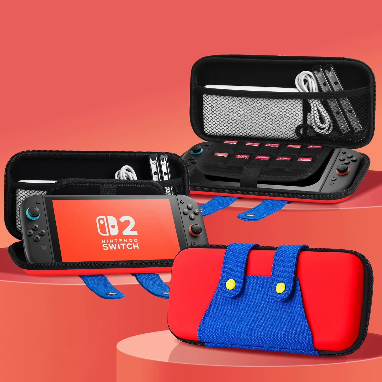 Custodia da trasporto rigida Switch2 con custodia per carte da gioco, custodia portatile antiurto Switch 2, borsa da trasporto antigoccia NS2