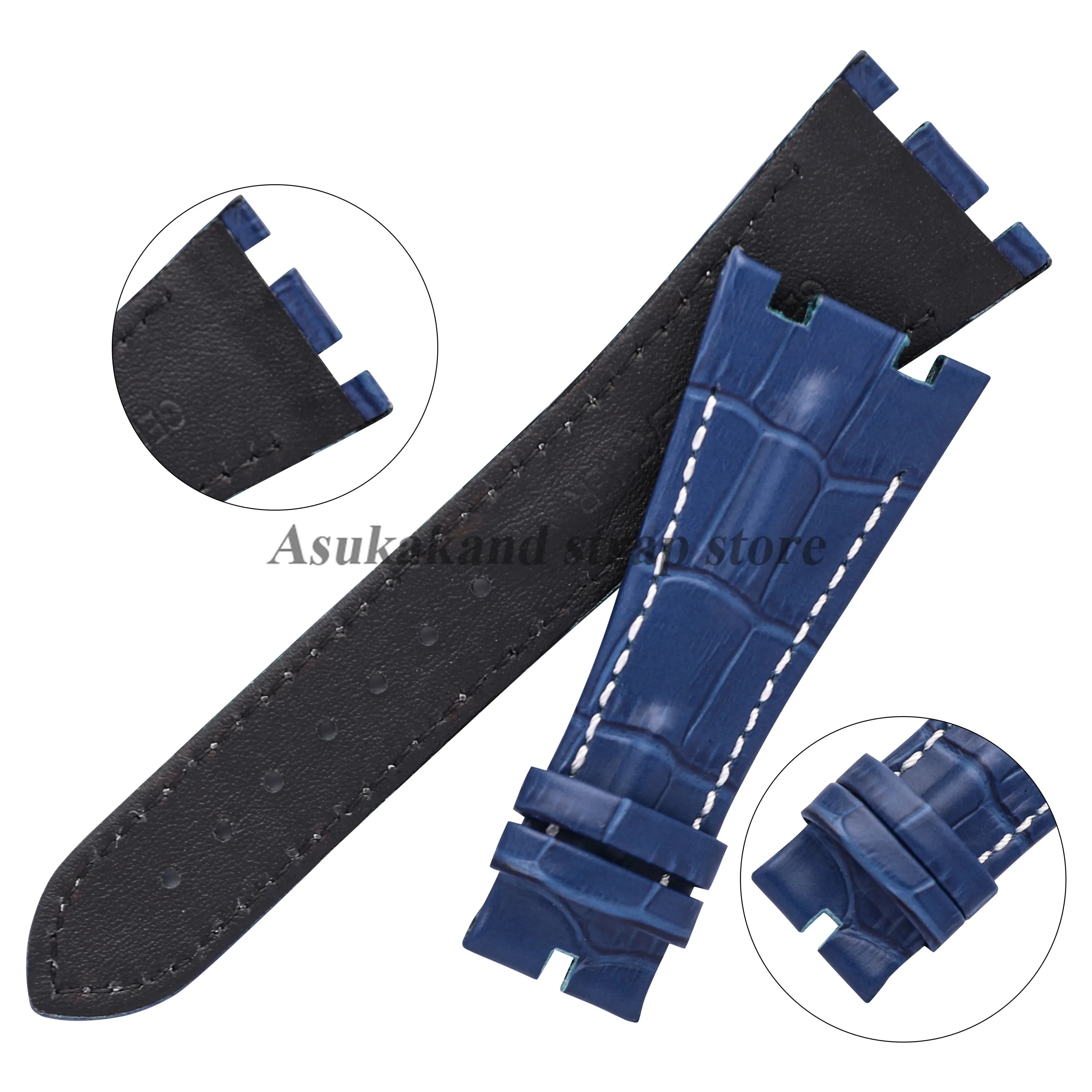 28mm Balck Brown Leather Watch Band for 26133/15500 Strap for Royal Oak Offshore 15710/15400/26470 Sport Watchstrap Men Bracelet