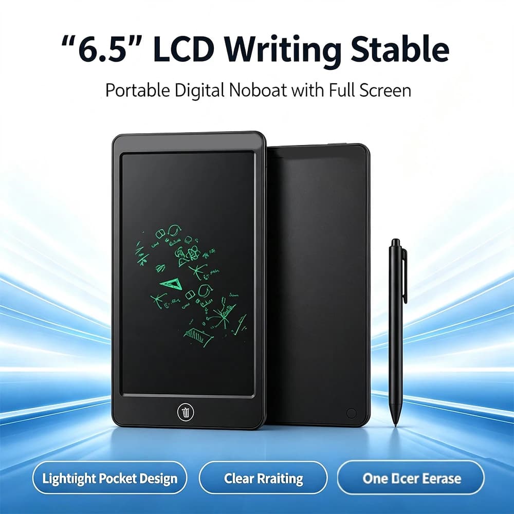 Blocco note digitale portatile per tablet, schermo LCD a schermo intero da 6,5 pollici, design tascabile leggero, ideale per schizzi creativi e disegni.