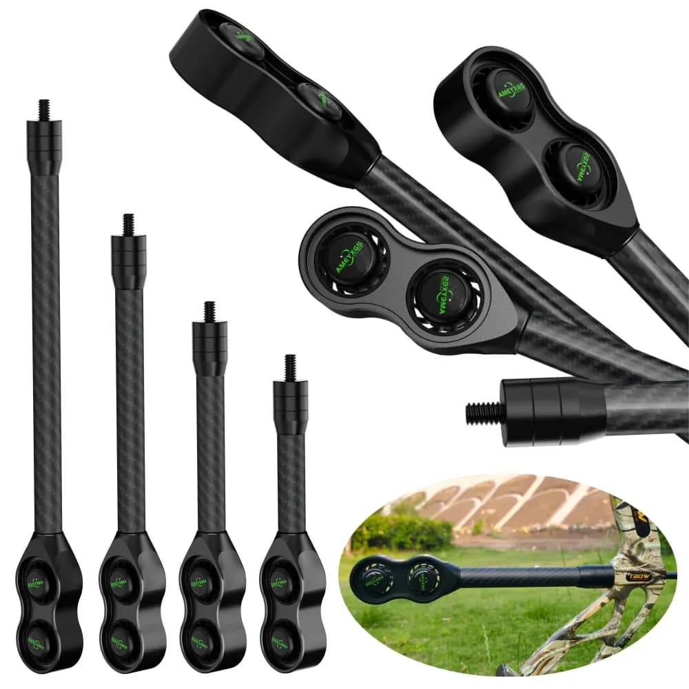 Archery Bow Damper 8/10/12/15 Inch Carbon Stabilizer Compound Bow Shock Absorption Balance Bar for Shooting Targeting Hunting