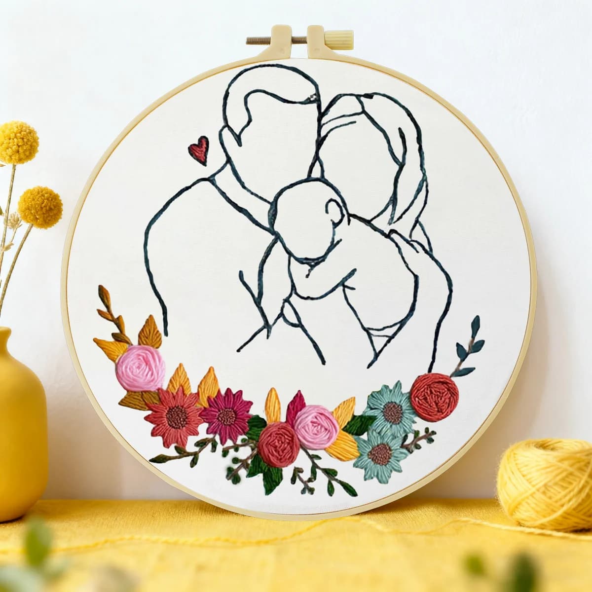 1pc 20X20CM/15X15CM 7.87/6.3inch Family Embroidery Starter Kit DIY Kit DIY Embroidery Kit Manualidades Needle Art Sewing Art