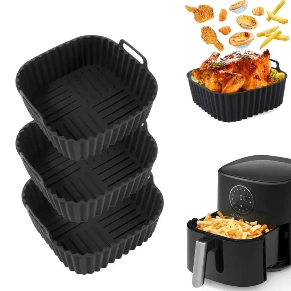 Rivestimenti in Silicone per Friggitrice ad Aria, Facili da Pulire, Riutilizzabili, Resistenti al Calore, Antiaderenti, Accessori per Airfryer