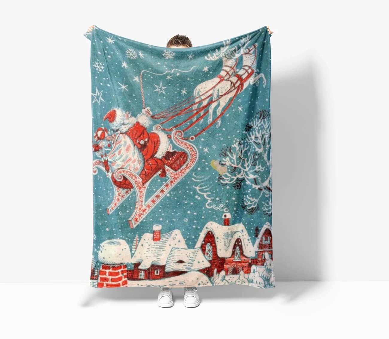 NEW Christmas Angels Santa Thin Blanket Ultra Lightweight Soft Plush Flannel Throws Blanket for Sofa Bed Couch kids Office Gifts