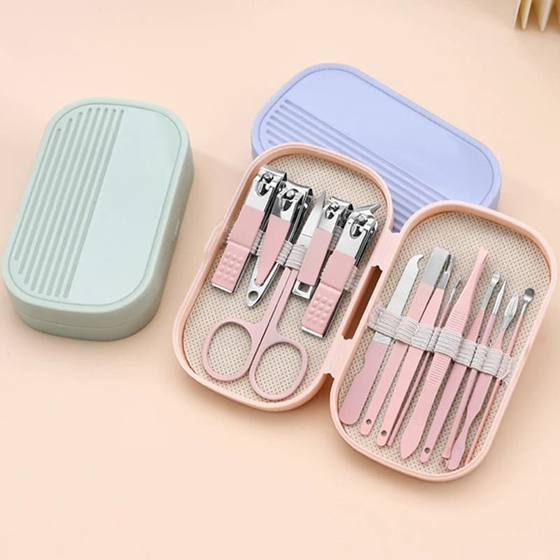 Set di 8/14/18 Pezzi per Manicure e Pedicure in Acciaio Inox, Kit Portatile da Viaggio con Lima per Unghie e Strumenti per la Cura dei Piedi