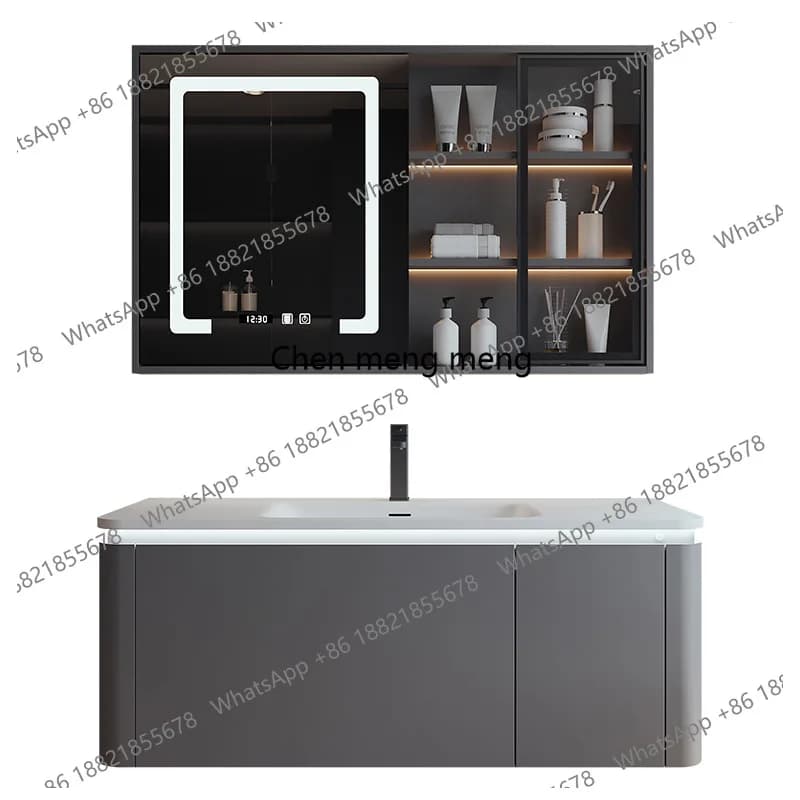 Armadietti da Bagno con Specchio Intelligente, Lavabo Integrato ad Arco, Mobili per Bagno, Mobile Lavandino, Arredamento per la Casa
