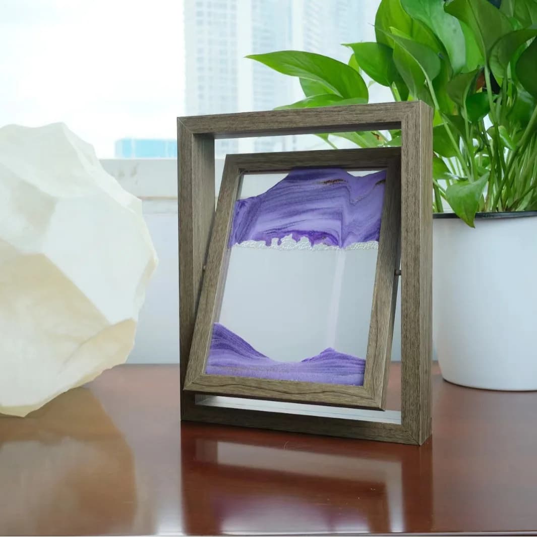 Paesaggio di sabbia cinetico Immagine artistica con sabbia in movimento 3D Sabbie mobili dinamiche Clessidra liquida Pittura con sabbia che scorre Decorazioni per la casa Regali