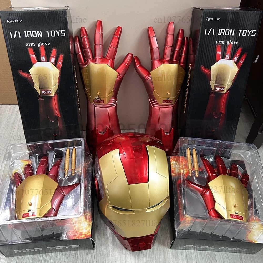 Hot Iron Man Helmet Cosplay 1:1 Light Led Wearable Mask Gloves Glowing Eyes Adult Child PVC Action Figure Toys Birthday Gift