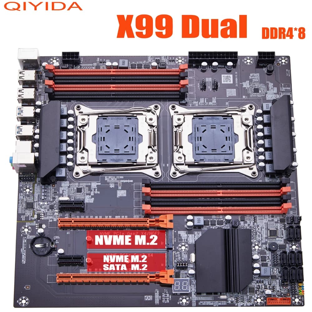 Scheda Madre QIYIDA X99 Dual Chip X99 C612 Supporta CPU LGA 2011-3 RAM DDR4 NVME NGFF M.2 USB3.0 SATA3.0 PCI16X