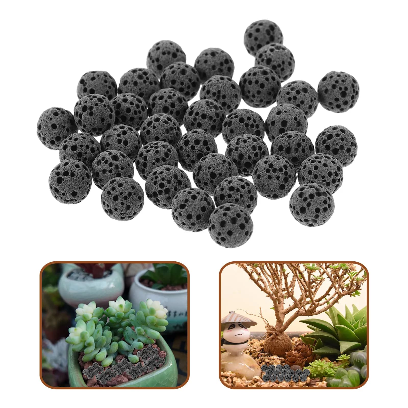 1 Confezione di Perle Rotonde in Pietra Vulcanica Naturale, Decorazioni per Vasi, Riempitivi per Ciotole, Perle per Vasi di Piante, Diffusore di Oli Essenziali