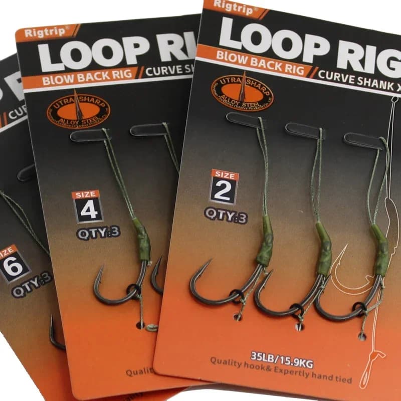 3 pz Pesca Alla Carpa Loop Rig 35lb/15.9kg Ready-Agato Gancio Morbido Collegamento Sezioni Curva Gambo Gancio Formato 2 4 6 Per Attrezzatura Da Pesca Alla Carpa