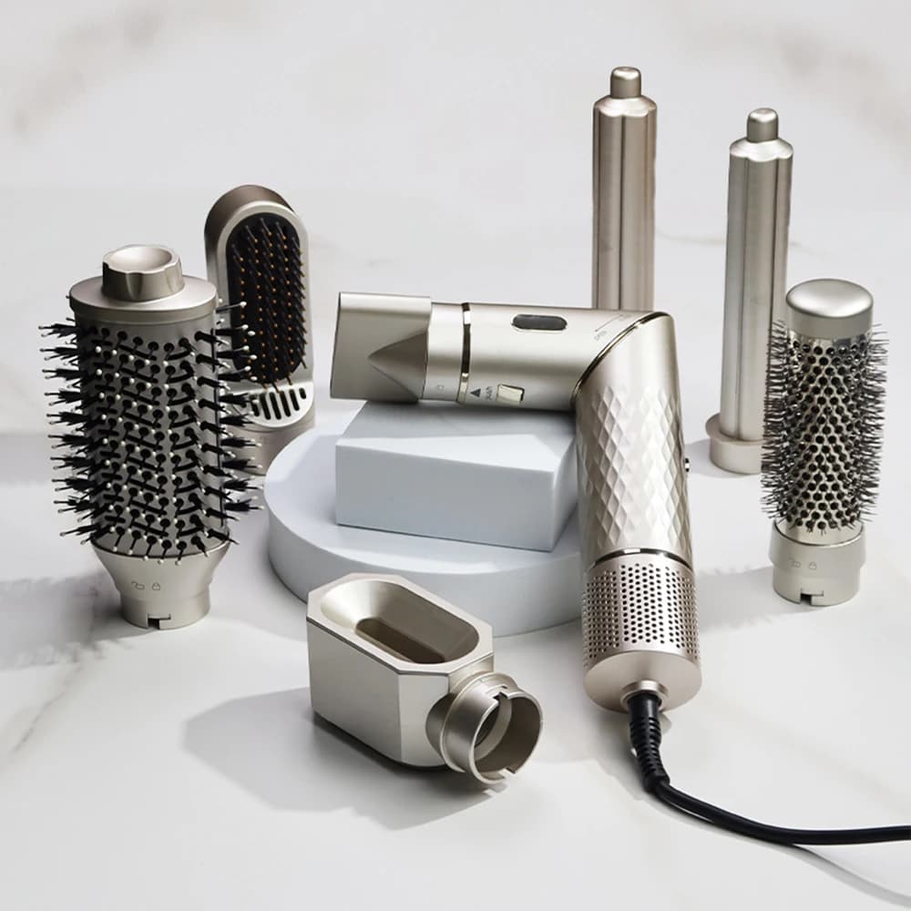 Spazzola ad Aria Calda 7 in 1 BLDC, Asciugacapelli e Styler 110.000 RPM, Strumento per Arricciare e Lisciare in un Solo Passaggio con Design Pieghevole LED