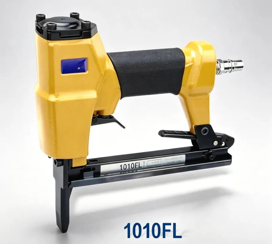 1010FL Long Nose Fine Wire Stapler, Pneumatic Narrow Crown Stapler for Upholstery, Furniture & Leather Craft
