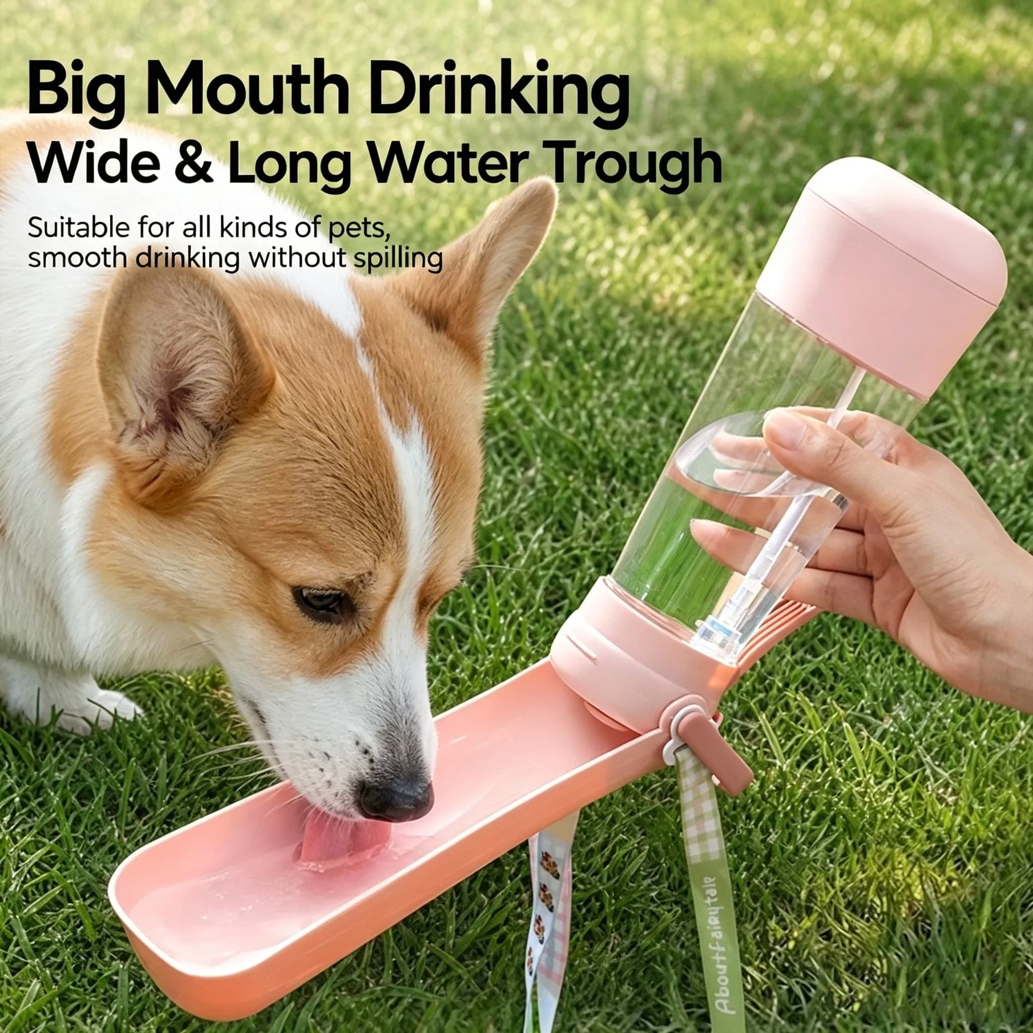 Portable Dog Pet Water Bottle 3 in 1 Spray Cooling Drinking Foldable Water Bowl Leak‑Proof Pet for Small Medium Dogs Hiking