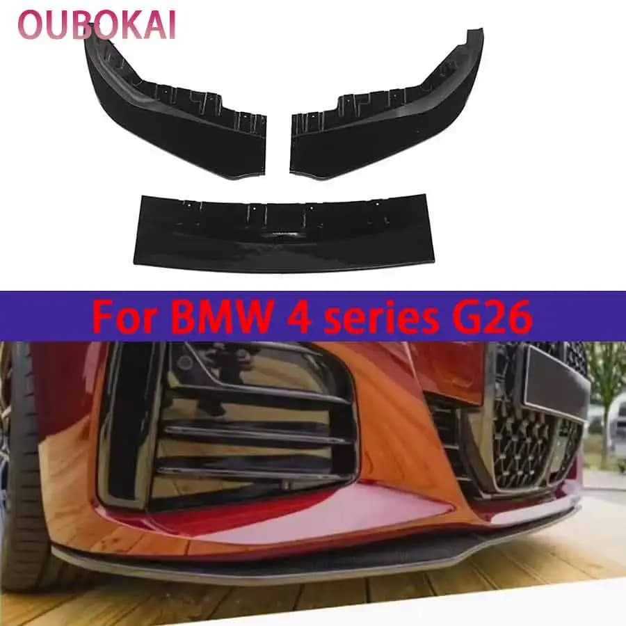 For BMW 4 series G26 Bright Black Front lip Car Front Bumper Diverter Spoiler Diffuser glossy black Front lip chin body ki
