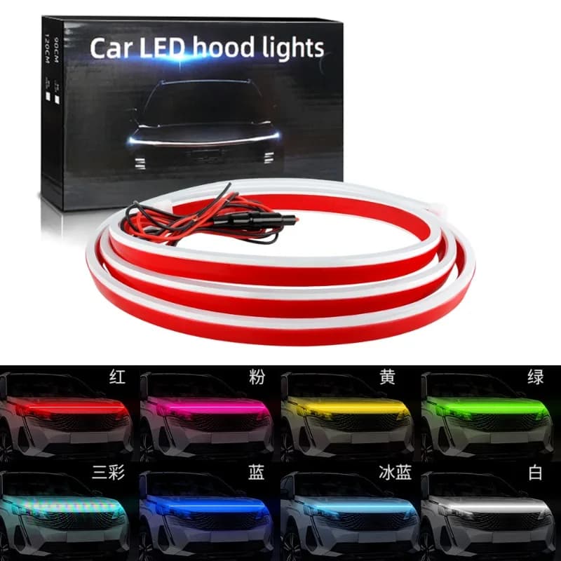Luce LED Dinamica per Griglia del Cofano, Striscia Decorativa DRL Sequenziale Universale, Lampada Diurna per Auto