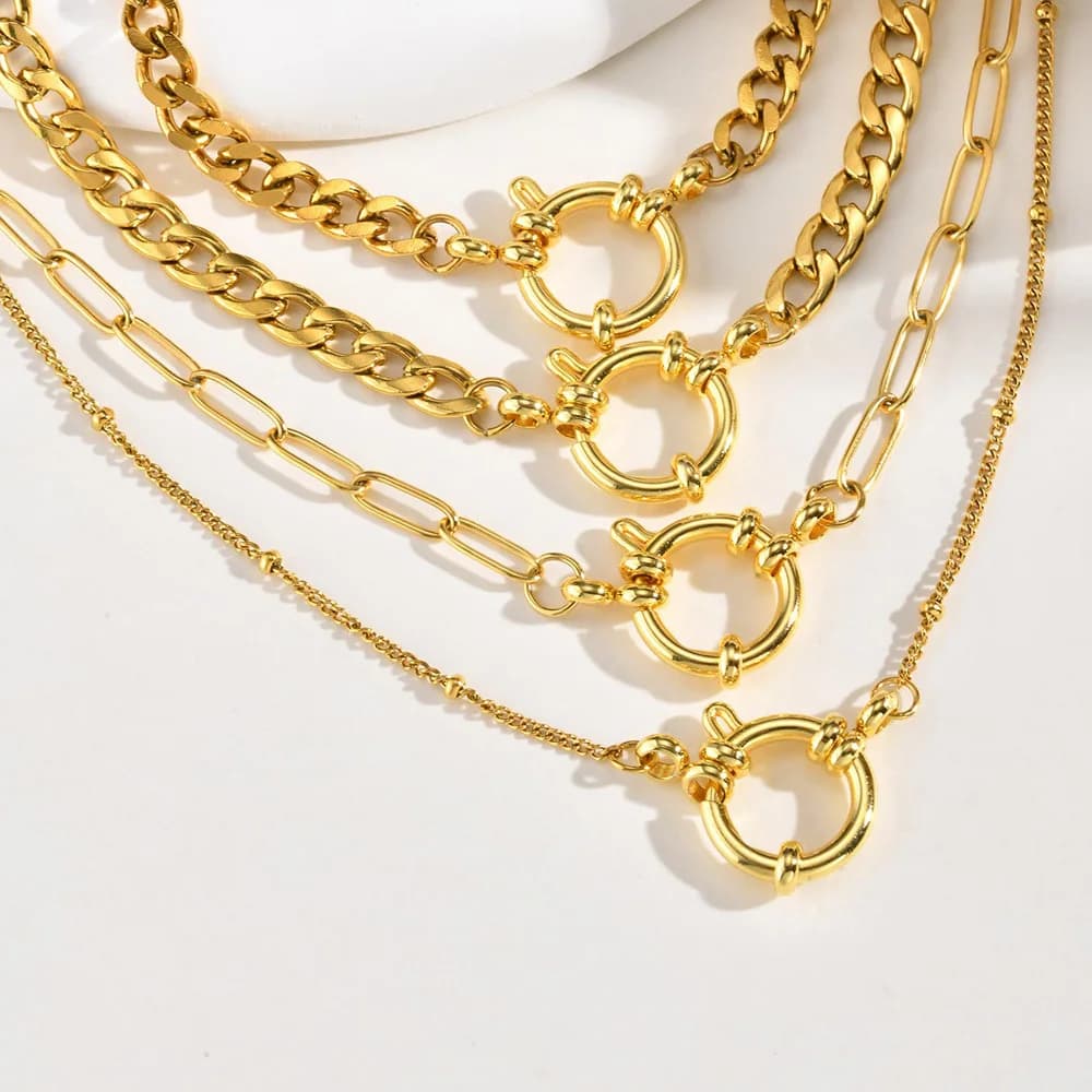 Collana minimalista a goccia cava, pendente a goccia in acciaio inossidabile placcato oro 18 carati per donna, gioielli all'ingrosso impermeabili