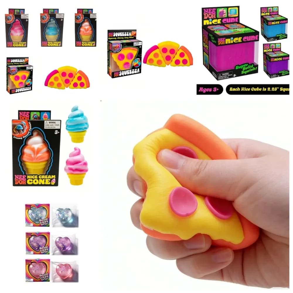 NUOVO Schylling Needoh Pizza Cubo Sensoriale Antistress Fidget Cube per Ansia, Giocattolo da Spremere per Concentrazione ADHD, Scatola a Sorpresa